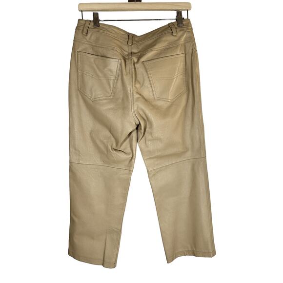 VINTAGE 90's Leather pants Newport News Jeanology Womens 8 Tan Straight cropped - Picture 2 of 16
